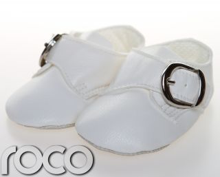 Baby Boys White Special Occasion Christening Buckle Soft Sole Dress Shoe