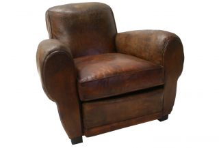 French Art Deco Leather Club Chair