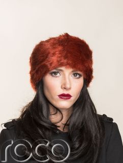 Ladies Womens Girls Orange Headband Ski Outdoor Faux Fur Winter Warmer Hat