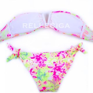 Sexy Women Summer Floral Jungle Swimwear Bikini Mild Push Up Padded Swimsuit New