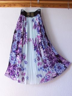 New Long Black Lavender Blue Floral Rose Boho Maxi Plus Dress Skirt 26 28 3X