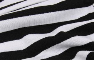 New Korean Fashion Women Black White Vertical Stripes Leggings Tights Pants T2