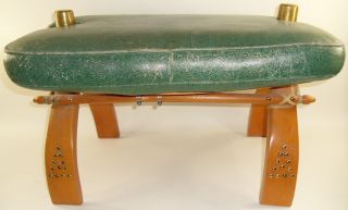 Vintage Camel Green Saddle Bench Stool Chair