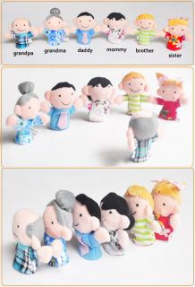 6pcs New Soft Family Member Puppet Baby Finger Toys Plush Toys 
