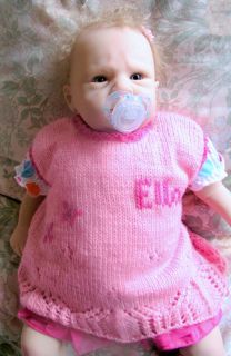 Boutique Personalized Gift Any Name Hand Knitted Baby Girl Tunic Dress Jumper