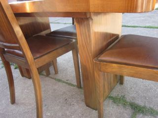 Art Deco c1930's Light Wood Dining Room Suite Table Four Chairs and Sideboard