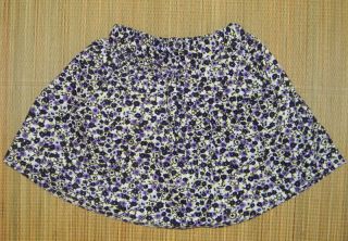 Girls Lands End Floral Corduroy Twirl Skirt Skort 5 Slim Purple