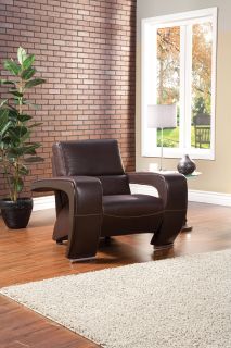 3 PC Set Modern Espresso Brown Sofa Couch Loveseat Chair Unique Faux Leather