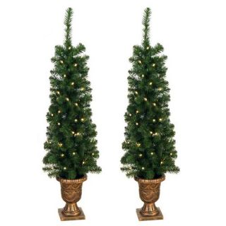 Green Artificial Christmas Tree with 60 Pre Lit Lights (Set of 2