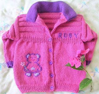 Boutique Personalised Gift Any Name Hand Knitted Baby Boy Girl Collar Cardigan
