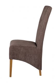 Modern Dining Chairs Dark Brown High Back Dining Chair with Chunky Oak Legs