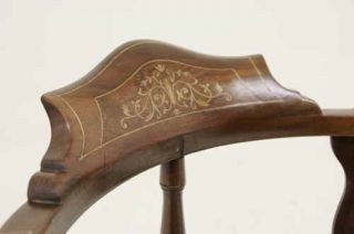 Antique Scottish Mahogany Victorian Inlaid Corner Chair