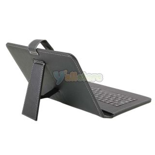 New PU Micro USB Plug Keyboard Leather Case Cover Stylus for 9" Tablet Black
