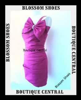 Hot Pink One Shoulder Bow Evening Cocktail Party Dress Sz 8 10 12 14 16 New