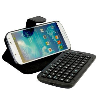 Wireless Bluetooth Keyboard Leather Case for Samsung Galaxy S4 GT I9500