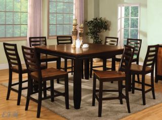 New 9pc San Isabel II Acacia Espresso Finish Wood Counter Height Dining Set