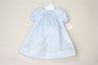 New Petit Ami Smocked Bishop Dress Blue Yellow White Preemie Newborn 3M