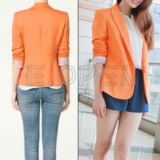 Candy Color Womens Lady's Basic One Button Lapel Casual Suits Blazer Jacket Coat