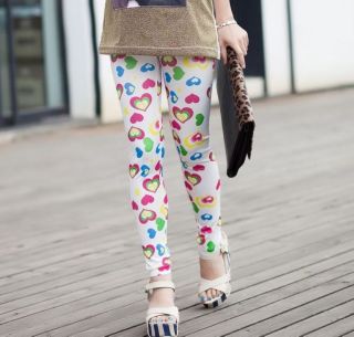 1 Colorful Peach Heart Elastic Thin Tight Ninth Pencil Skinny Pants Legging New