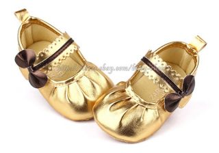 Toddler Gold Mary Jane Baby Girls Soft Sole Wedding Shoes Size 0 18 Months