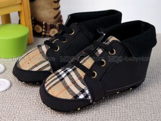 New Toddler Baby Boy Black Khaki Checker Shoes US Size 5 A986