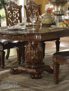 New Elegant 9pc Vendome Traditional Brown Cherry Finish Wood Dining Table Set