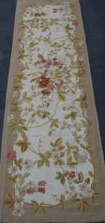 3'x10' Handmade Wool French Floral Aubusson Flat Weave Runner Rug Brand New