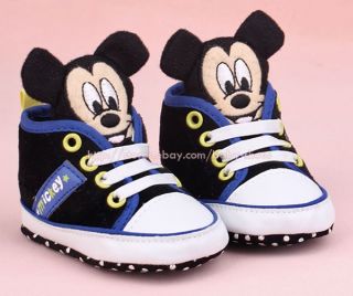 Baby Boy 3D Mickey Mouse Crib Shoes Soft Sole Sneakers Size Newborn to 18 Months