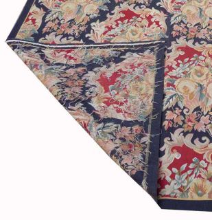 6'x9' Hand Woven Cabbage Roses Wool French Aubusson Flat Weave Rug Brand New
