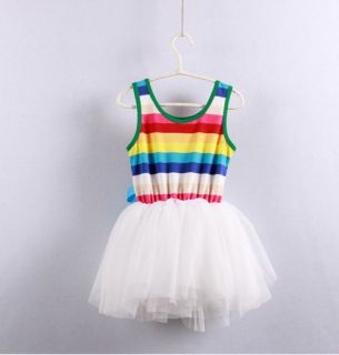 Casual Kids Girls Mixed Colors Sundress Toddler Princess Party Dresses Size 4 5Y