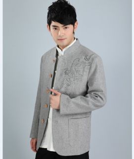 Black Gray Brown White Chinese Style Men's Jacket Coat Cheongsam Sz M L XL XXL