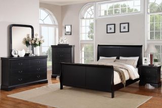 Cherry Wood Bed Frame Bedroom Furniture 4 PC Beds Dresser Queen King Bedroom Set