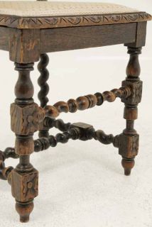 Antique Scottish 4 Carved Oak Barley Twist Chairs
