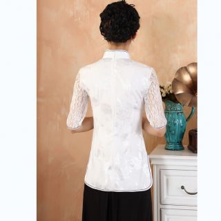 Chinese Women's Tops Shirt Cheongsam White Sz M L XL XXL XXXL