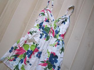 Hollister by Abercrombie White Floral Logo Flowy Button Down Summer Dress M