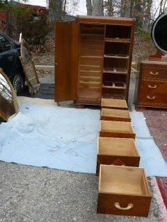 Antique 7pc Art Deco Waterfall Walnut Inlaid Bedroom Set Orig Bakelite Handles