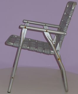 181728717 Pair Of Mid Century Aluminum Folding Vintage Lawn Chairs 