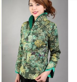 Red Green Chinese Women's Silk Jacket Coat Cheongsam Sz M L XL 2XL 3XL