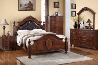 Antique Bedroom Queen King Bedroom Furniture w Optional 5 Pieces Set in Cherry