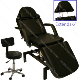 Black Hydraulic Massage Table Bed Chair Tattoo Spa Beauty Salon Equipment
