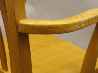 Vintage Oak Wood Swivel Office Desk Chair Adjustable Height Rolling Bankers