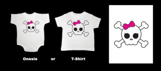 Punk Pirate Girl Skull Baby Onesie T Shirt Rock N Roll