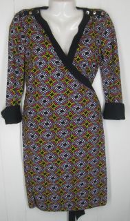 Worth Black Pink Print Wrap Dress Size 4 S