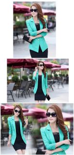 Ladies Womens 3 4 Lace Sleeve Slim Fit Candy Color Blazer Suit Jacket Outwear
