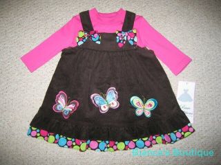 New "Bubbly Butterflies" Dress Girls Clothes 18M Fall Winter Boutique Baby
