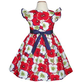 Red Flower Birthday Party Baby Toddler Girls Dresses Clothing Size 2T 3T 4T