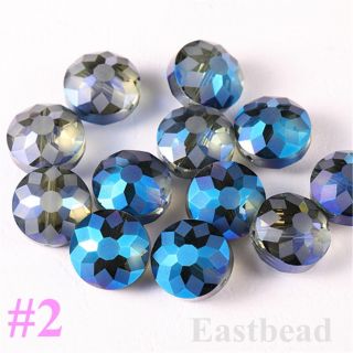 10pcs Rondelle Spacer Loose Beads Faceted Glass Crystal Finding 4 Colors 14mm