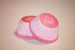 24 Pink It's A Girl Cupcake Liners Pink White Polka Dots Baby Shower Baking Cup