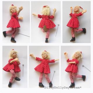 OOAK Miniature Doll 1 12th Scale Dollhouse Mini Little Girl 3 3 4" Art Doll
