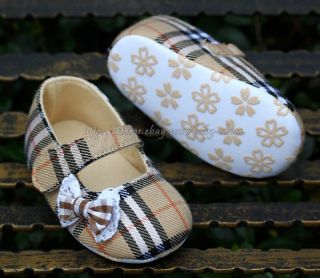 Newborn Reborn Baby Girl Plaid Soft Sole Shoes Mary Jane Size 0 3 3 6 6 9 Months